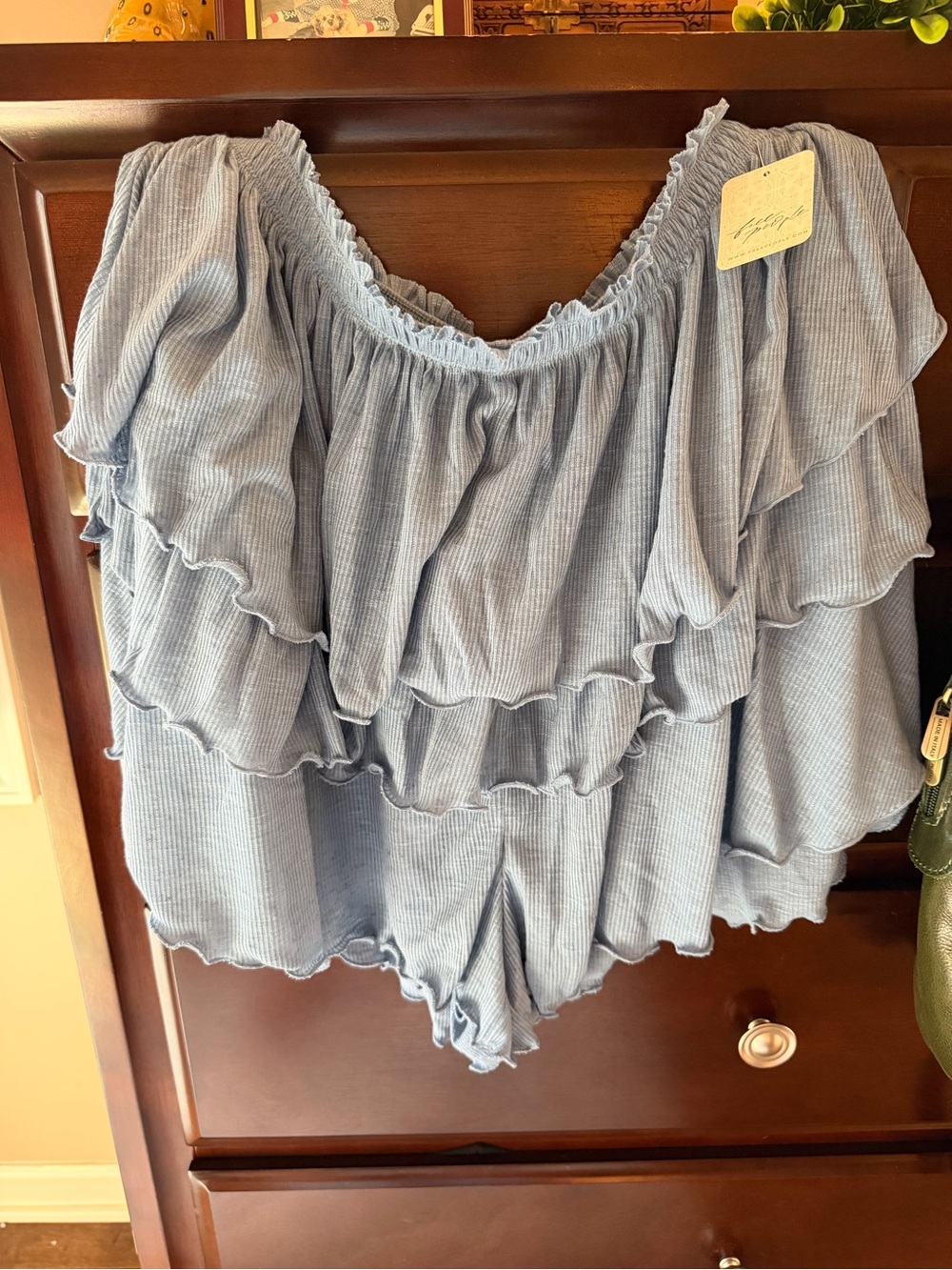 Free People Light Blue Ruffled Skort